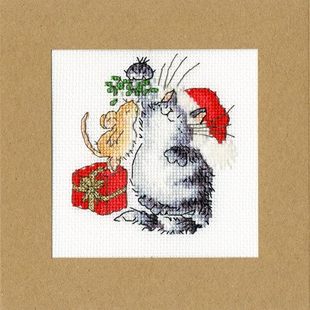 Bothy Threads Bothy Threads Under The Mistletoe Christmas Card Counted Cross Stitch Kit XMAS26