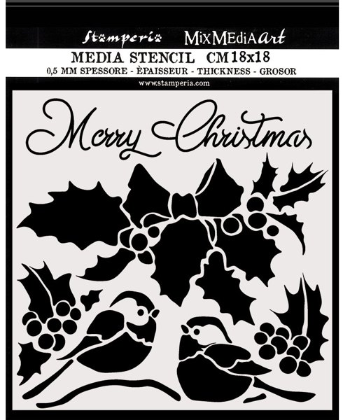 Stamperia Stamperia Thick stencil cm. 18X18 Merry Christmas KSTDQ46