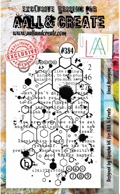 Aall & Create Aall & Create A6 Stamp #384 - Lined Hexagons