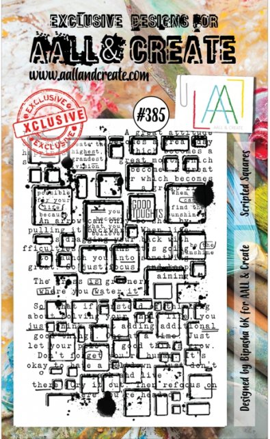 Aall & Create Aall & Create A6 Stamp #385 - Scripted Squares