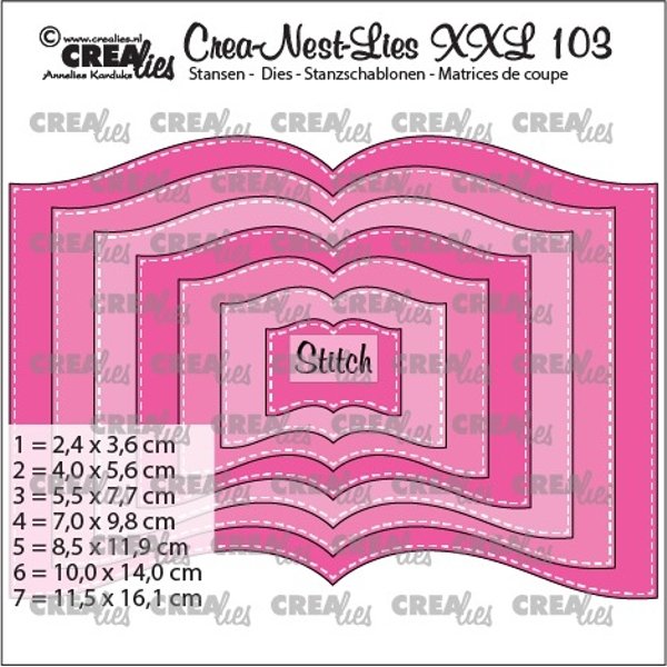 Crealies Crealies Crea-Nest-Lies XXL No,103 - Book with stitchline (7x) CLNestXXL103