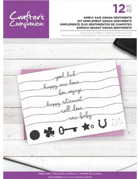 Crafter's Companion Crafter's Companion Clear Acrylic Stamps - Simply Said Swash Sentiments