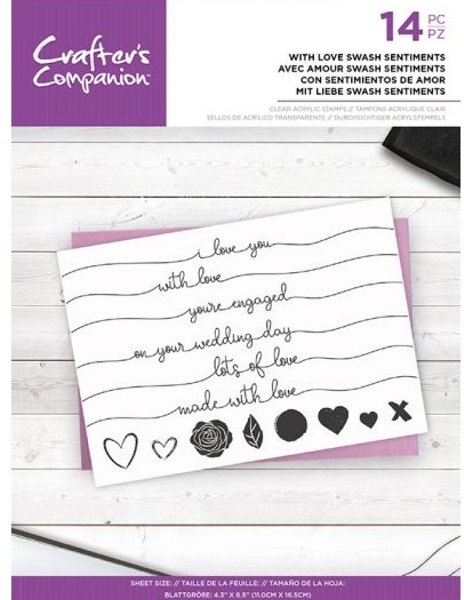 Crafter's Companion Crafter's Companion Clear Acrylic Stamps - With Love Swash Sentiments