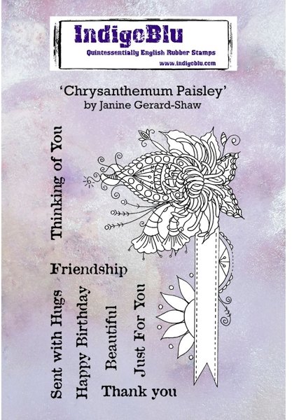 IndigoBlu IndigoBlu Chrysanthemum Paisley A6 Red Rubber Stamp by Janine Gerard-Shaw