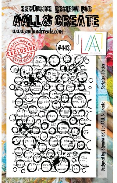 Aall & Create Aall & Create A6 Stamp #443 - Scripted Circles