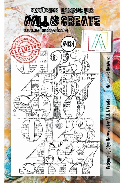 Aall & Create Aall & Create A7 Stamp #434 - Newsprint Numbers