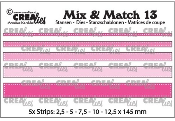 Crealies Crealies Mix & Match Dies No.13, Strips with Dots CLMix13