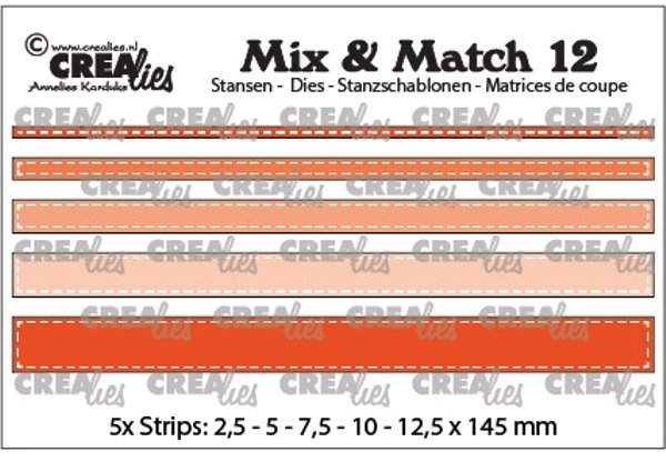 Crealies Crealies Mix & Match Dies No. 12, Strips with Stitchline CLMix12