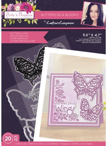 Crafter's Companion Sharon Callis Arts n Flowers - Butterflies and Blooms - Butterfly Love Die & Stamp