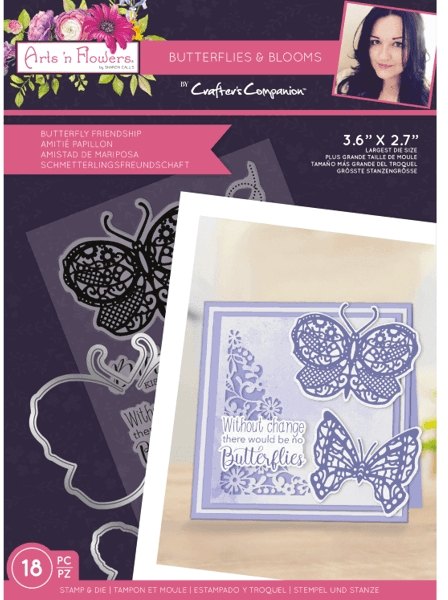 Crafter's Companion Sharon Callis Arts n Flowers - Butterflies and Blooms - Butterfly Friendship Die & Stamp