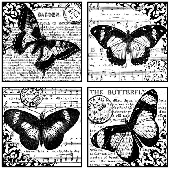 Crafty Individuals Crafty Individuals 'Four Beautiful Butterflies' Red Rubber Stamp CI-135
