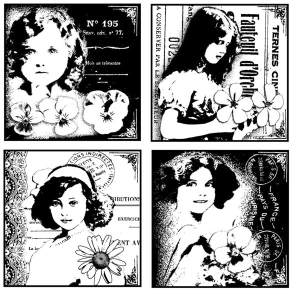 Crafty Individuals Crafty Individuals 'Four Pretty Young Girls' Red Rubber Stamp CI-131