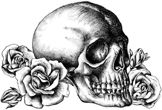 Crafty Individuals Crafty Individuals 'Skull n Roses' Red Rubber Stamp CI-529