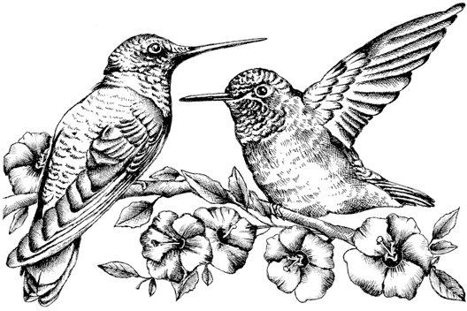 Crafty Individuals Crafty Individuals 'Hummingbirds amongst Blossoms' Red Rubber Stamp CI-509