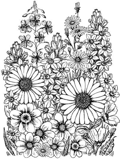 Crafty Individuals Crafty Individuals 'A Garden of Flowers' Red Rubber Stamp CI-411