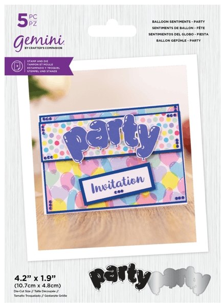Crafter's Companion Gemini - Stamp & Die - Balloon Sentiments - Party - CLEARANCE