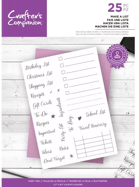 Crafter's Companion Crafter's Companion Photopolymer Stamp - Make a List