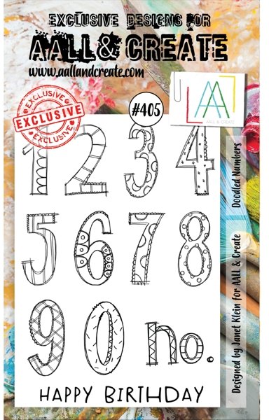 Aall & Create Aall & Create A6 Stamp #405 - Doodled Numbers
