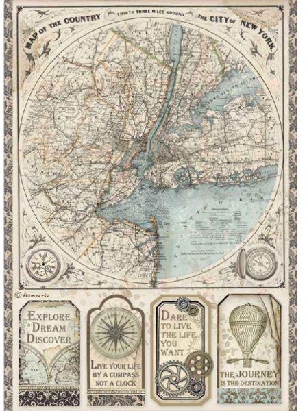Stamperia Stamperia A4 Rice Paper Sir Vagabond Map Of New York DFSA4515 – 5 for £9.99