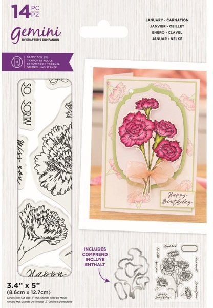Crafter's Companion Gemini - Stamp & Die - January - Carnation