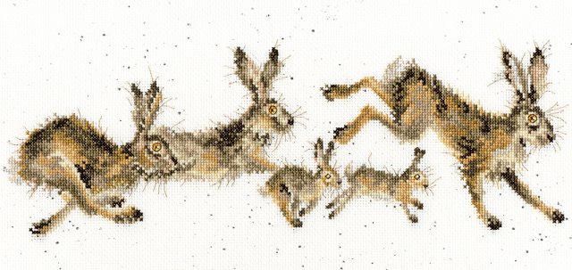 Bothy Threads Bothy Threads Spring In Your Step Hannah Dale Wrendale Hare Rabbit Counted Cross Stitch Kit XHD82