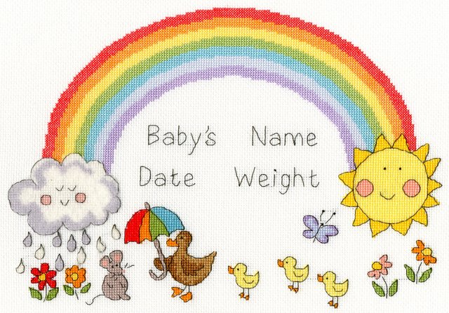 Bothy Threads Bothy Threads Rainbow Baby Birth Sampler Counted Cross Stitch Kit  XNB7