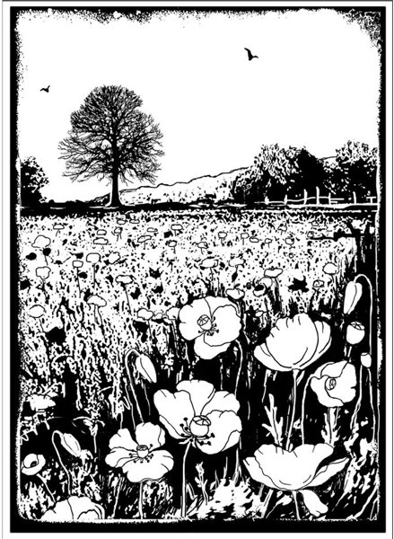 Crafty Individuals Crafty Individuals 'Summer Poppy Meadow' Red Rubber Stamp CI-276