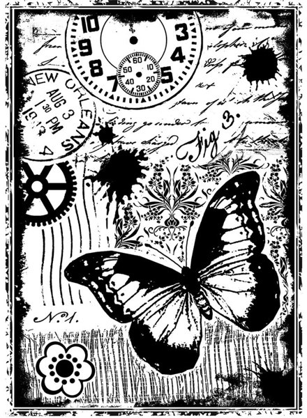 Crafty Individuals Crafty Individuals 'Steampunk Butterfly' Red Rubber Stamp CI-296