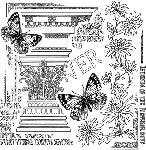 Crafty Individuals Crafty Individuals 'Corinthian Butterflies' Red Rubber Stamp CI-333