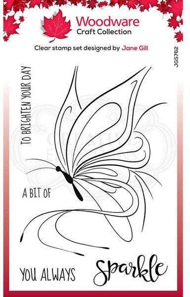 Woodware Woodware Clear Singles Butterfly Sketch 4 in x 6 in Stamp