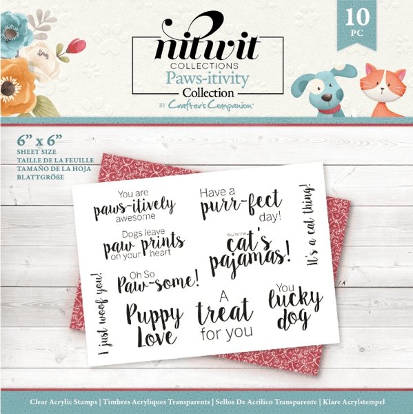 Crafter's Companion Nitwit Pawsitivity - Clear Acrylic Stamp Set