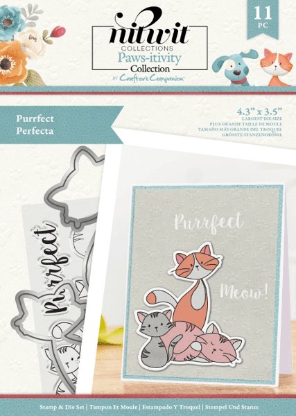 Crafter's Companion Nitwit Pawsitivity - Stamp & Die Set - Purrfect