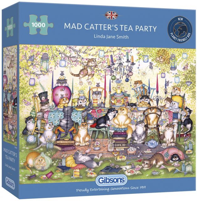Gibsons Gibsons Mad Catter's Tea Party 1000 Piece jigsaw Puzzle Linda Jane Smith G6259