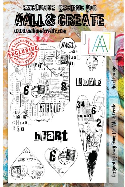 Aall & Create Aall & Create A5 Stamp #453 - Heart Grunge