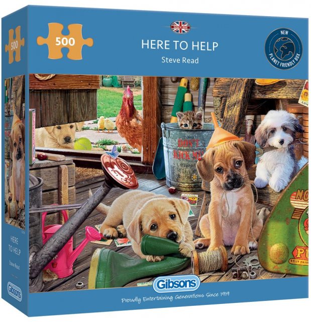 Gibsons Gibsons Here To Help 500 Piece  Puppy Dog Jigsaw Puzzle G3134