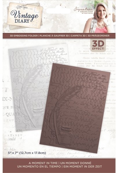 Crafter's Companion Sara Davies Vintage Diary - 3D Embossing Folder - A Moment In Time