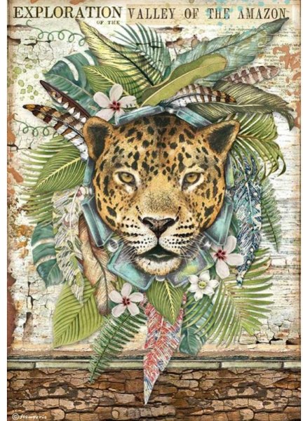 Stamperia Stamperia A4 Rice paper packed - Amazonia jaguar – DFSA4530 5 for £9.99