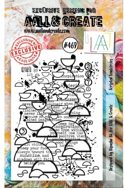 Aall & Create Aall & Create A7 Stamp #469 - Scripted Semicircles