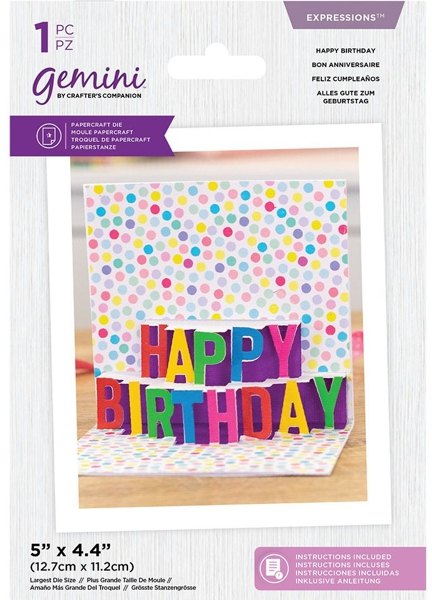 Crafter's Companion Gemini Die - Expressions - Shaped Pop Out - Happy Birthday