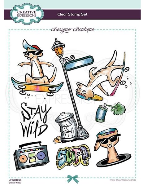 Creative Expressions Creative Expressions Designer Boutique Collection Skate-Kats A5 Clear Stamp