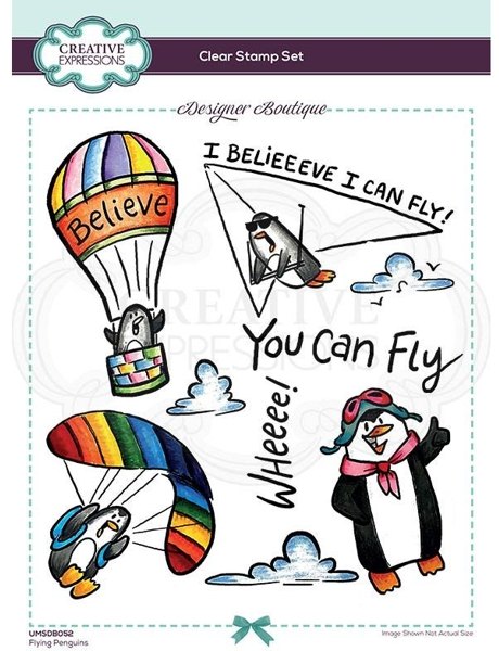 Creative Expressions Creative Expressions Designer Boutique Collection Flying Penguins A5 Clear Stamp