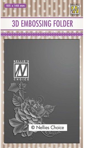 Nellie Snellen Nellies Choice 3D Emb. folder - Rose Corner 2 - EF3D021 105x148mm