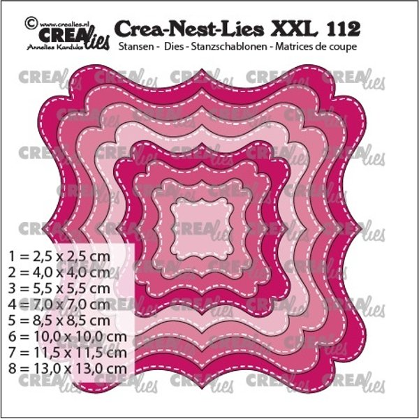 Crealies Crea-Nest-Lies XXL Dies No. 112, Fantasy Shape F, With Stitchline CLNestXXL112