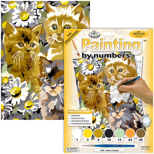 Royal & Langnickel Royal & Langnickel Painting By Numbers Kittens & Daisies A4 Art Kit