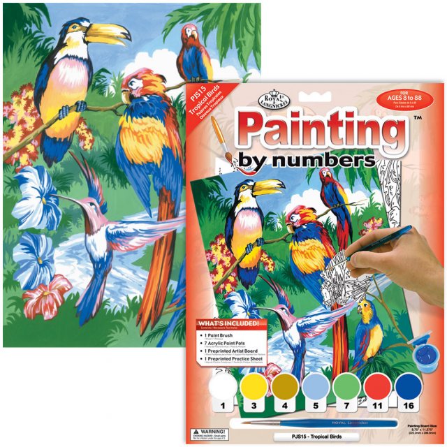 Royal & Langnickel Royal & Langnickel Painting By Numbers Tropical Birds A4 Art Kit