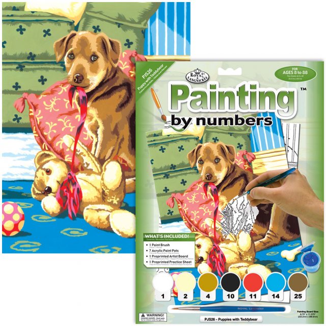 Royal & Langnickel Royal & Langnickel Painting By Numbers Puppy With Teddybear A4 Art Kit