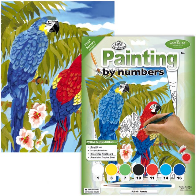 Royal & Langnickel Royal & Langnickel Painting By Numbers Parrots A4 Art Kit