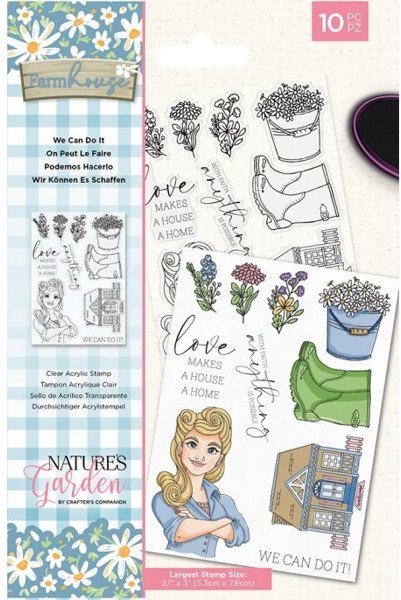 Crafter's Companion Nature's Garden Farmhouse - Clear Acrylic Stamp - We Can Do It
