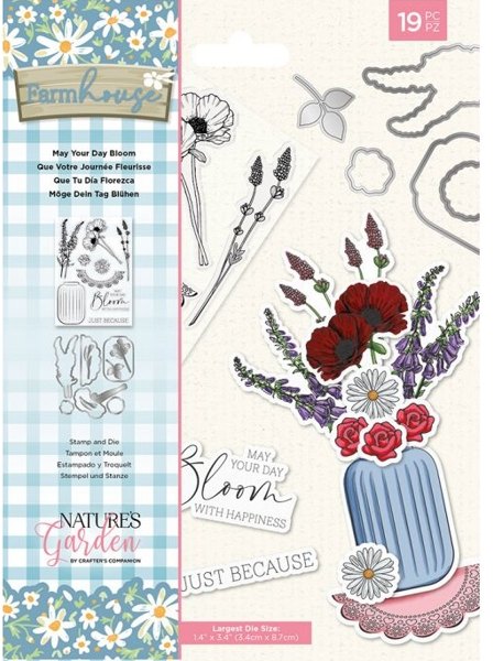 Crafter's Companion Nature's Garden Farmhouse - Stamp & Die - May Your Day Bloom