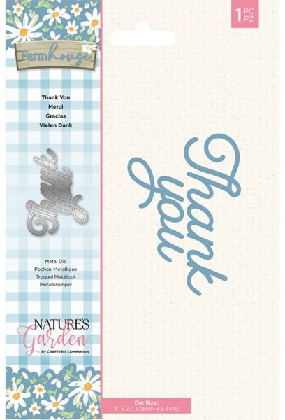 Crafter's Companion Nature's Garden Farmhouse - Metal Die - Thank You